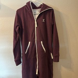 Onepiece Burgundy Jumpsuit with White Accents